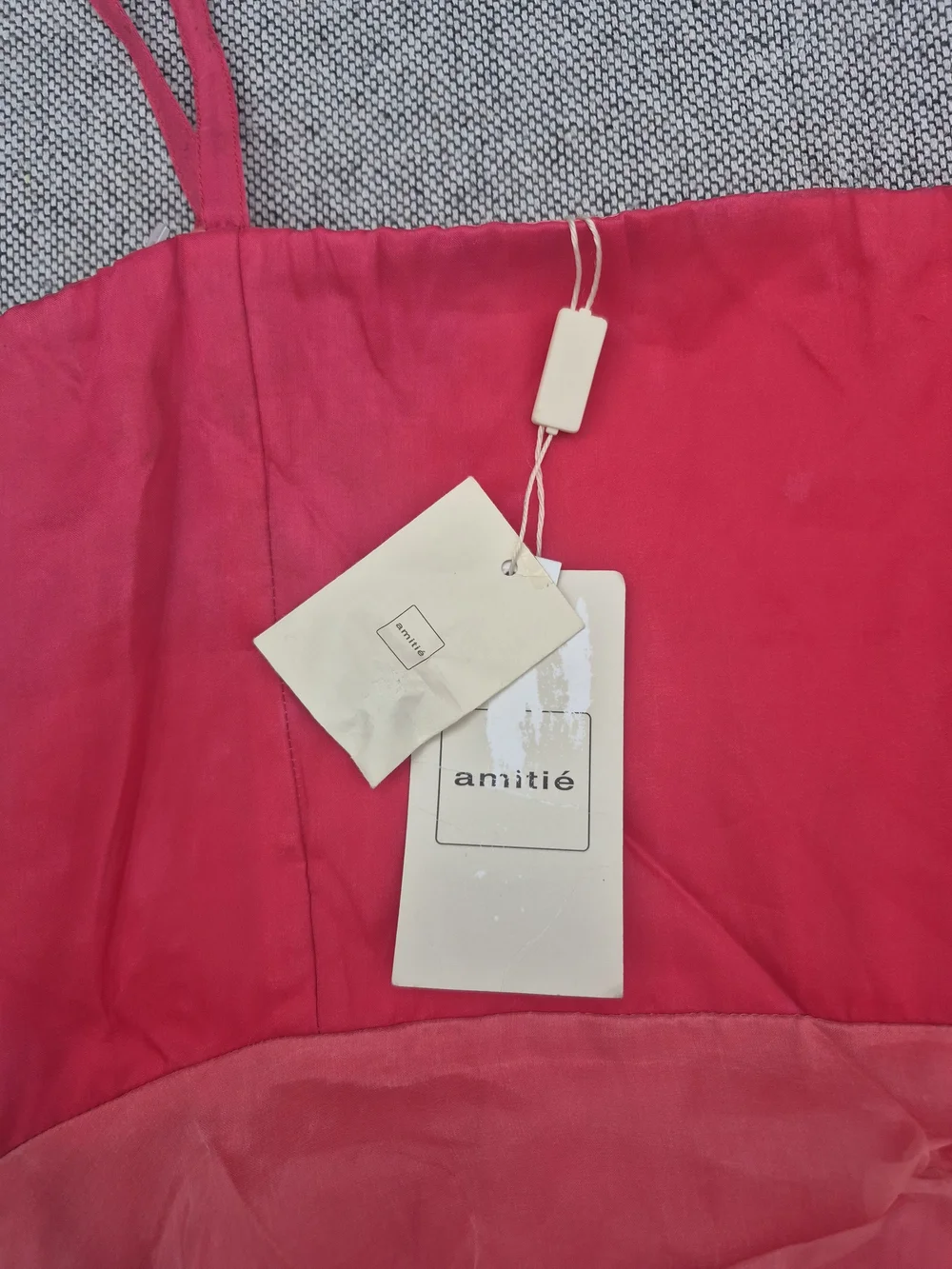 NWT Amitié 100% Silk Tiered Ruffle Mini Dress Pink Spaghetti Strap Size 42 EU - Picture 6 of 10
